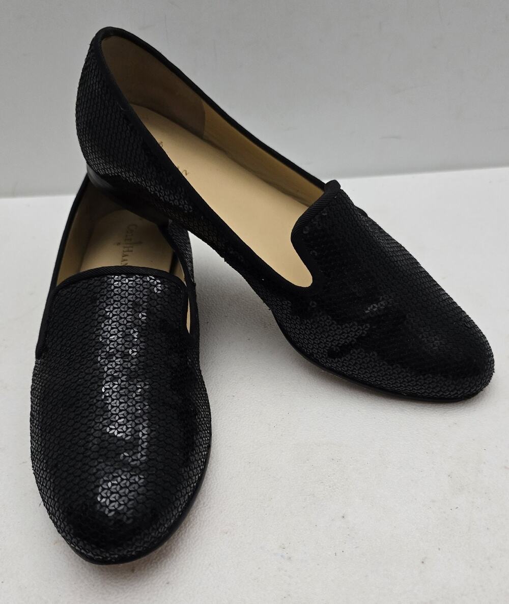 Cole Haan Sabrina Women’s Metallic Black Sequin Loafers 7.5 B